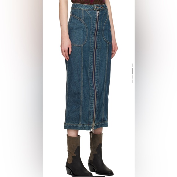 NWT Eckhaus Latta Blue Zip Denim Midi Skirt - Picture 3 of 8